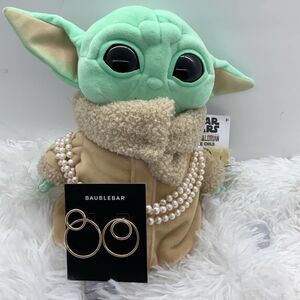 Bauble Bar Double Hoop Abstract Gold Earrings NWT